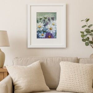 Original Watercolor Floral Painting – Daisies & Wildflowers Signed by Artist
